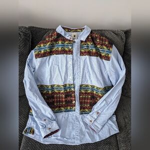 BODEGA Western Aztec Style Long-Sleeve button Down men's xl 100% Cotton
